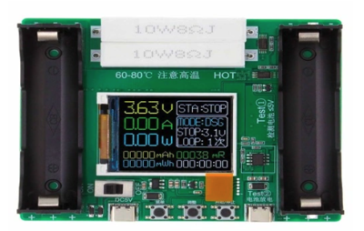 Tester pojemności ogniw akumulatorów 18650 z USB-C